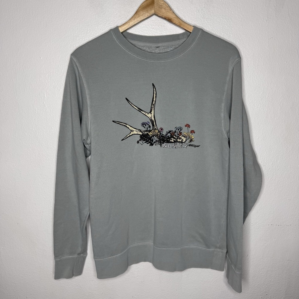 Nosler Light Sage Antler Logo Crewneck Sweatshirt Pullover Casual Women's Small
